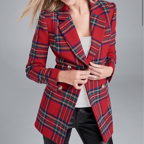 Red plaid Christmas blazer - Picture 2 of 6